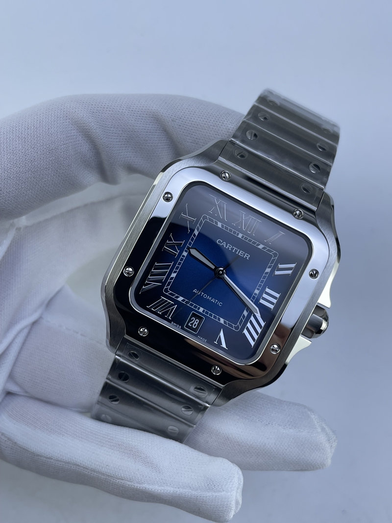 (준비완료/특급배송)NO.3941/BV공장 까르띠에 산토스 40MM 2018 스틸 블루다이얼 브슬